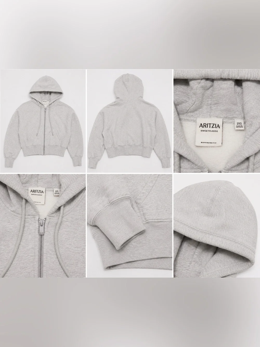 ALO Yoga Light Gray Zip-Up Hoodie Jacket